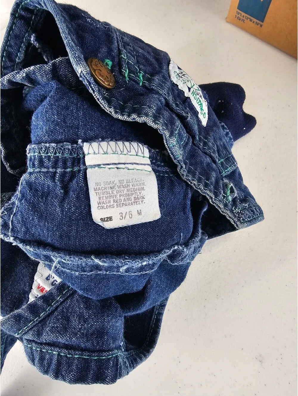 Vtg 1980s 3/6 M Oshkosh B'Gosh Vestbak Blue Denim Sailing Boat Themed Overalls